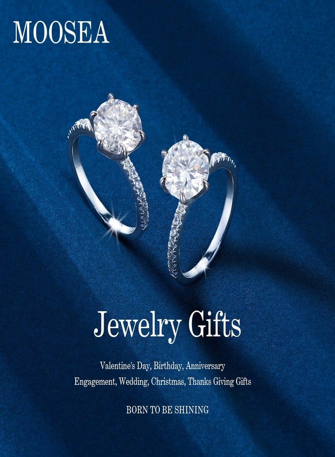 MOOSEA 2CT Moissanite Engagement Rings for Women, 925 Sterling Silver 14K White Gold Plated Wedding Band, D Color VVS1 Clarity Promise Rings for Her Moissanite Jewelry Anniversary Birthday Gifts - Image 2